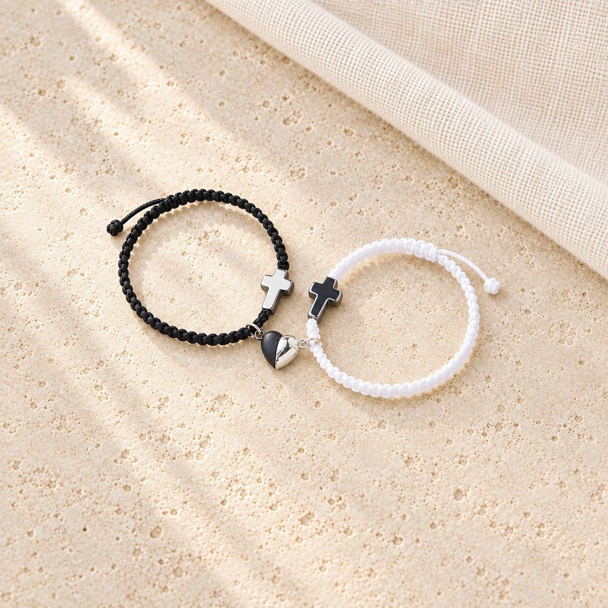 Magnetic Heart Cross Bracelet Set