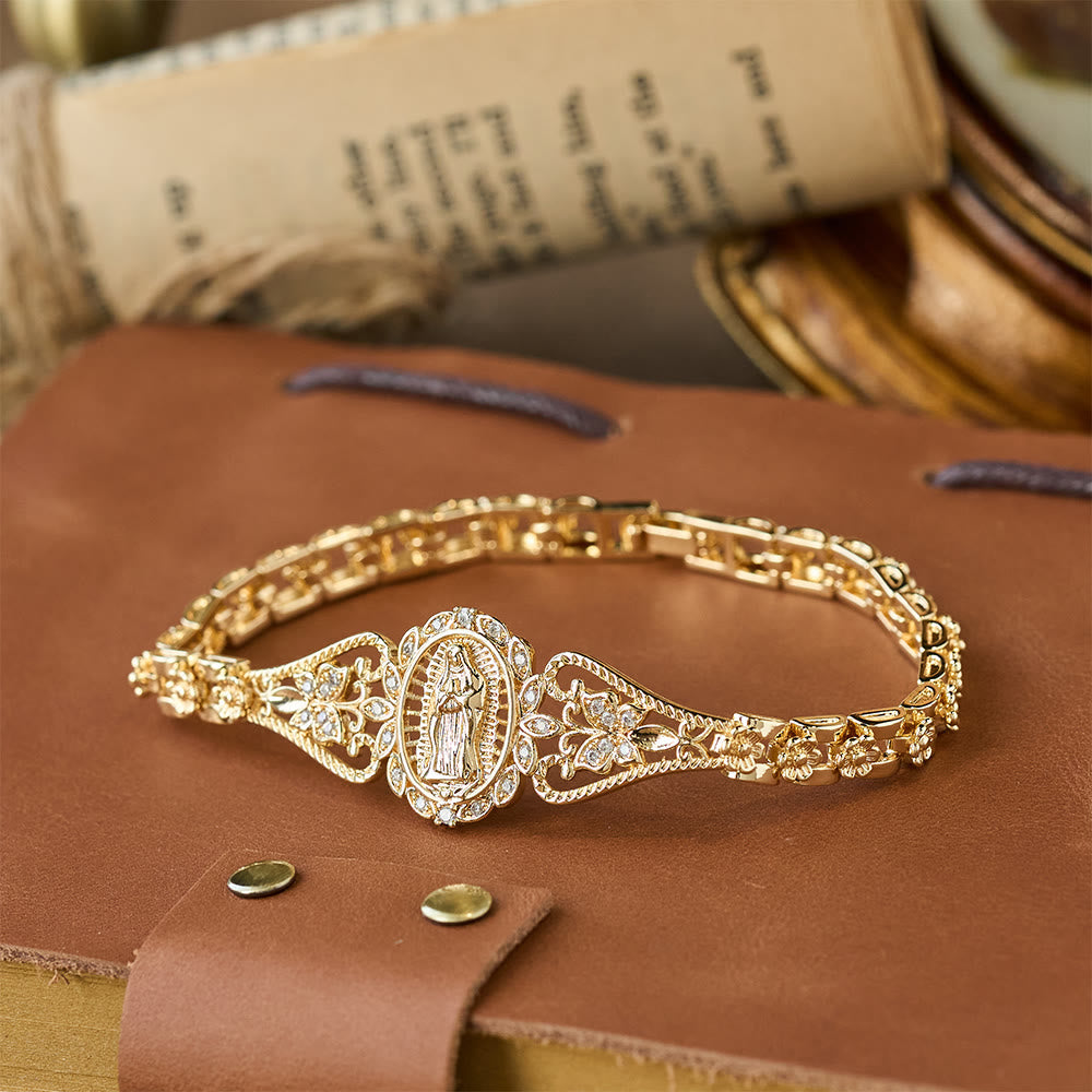 Colección de Pulseras de la Virgen en Filigrana Dorada: Gracia Maternal y Protección