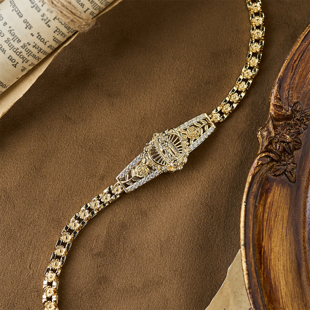 Colección de Pulseras de la Virgen en Filigrana Dorada: Gracia Maternal y Protección