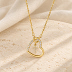 Intertwined Heart Cross Necklace with Card