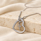 Intertwined Heart Cross Necklace with Card