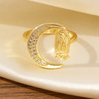 Anillo de la Virgen Estilo Corazón/Luna/Óvalo: Devoción Sagrada y Gracia Radiante
