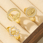 Anillo de la Virgen Estilo Corazón/Luna/Óvalo: Devoción Sagrada y Gracia Radiante