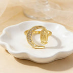 Anillo de la Virgen Estilo Corazón/Luna/Óvalo: Devoción Sagrada y Gracia Radiante