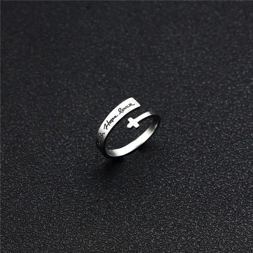Anillo Abierto de Cruz Fe, Esperanza y Amor: Gracia Divina y Símbolo Eterno