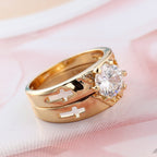 Set de Anillos de Banda de Cruz Apilables: Símbolo Eterno de Fe y Luz Eterna
