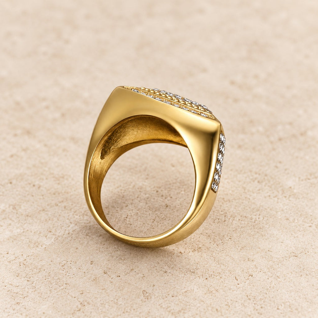 Bold Shield Cross Band Ring