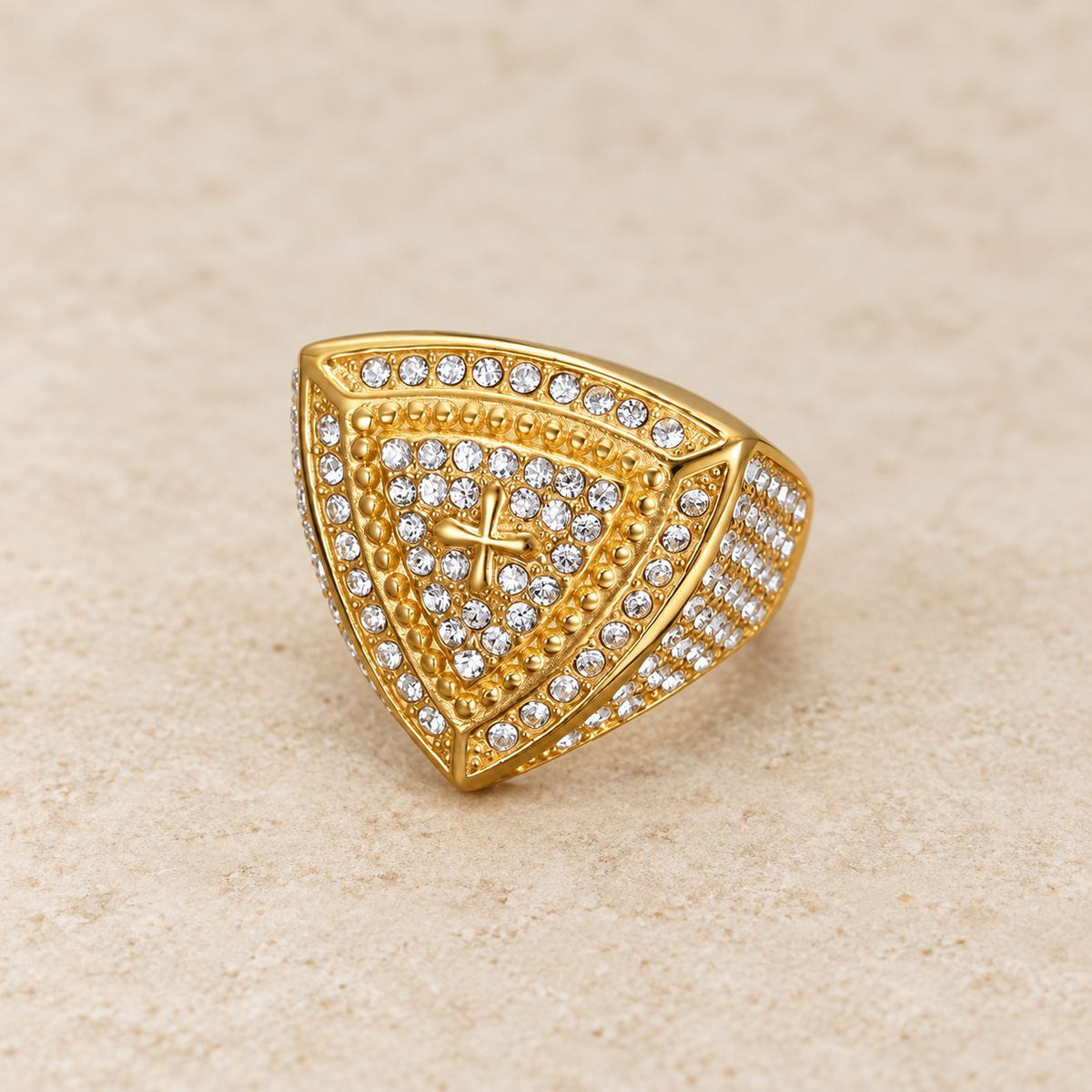 Bold Shield Cross Band Ring