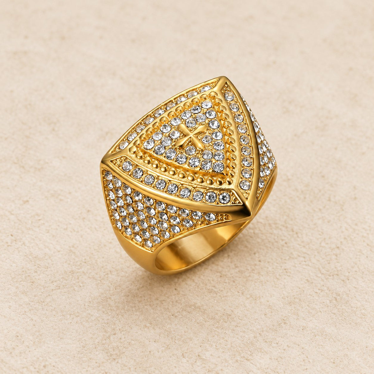 Bold Shield Cross Band Ring