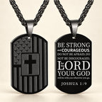 American Flag & Cross Double-Sided Scripture Necklace