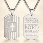 American Flag & Cross Double-Sided Scripture Necklace