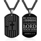 Collar de Escritura a Doble Cara con Bandera y Cruz: Símbolo de Fuerza y Valor Sagrados