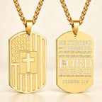 American Flag & Cross Double-Sided Scripture Necklace