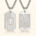 American Flag & Cross Double-Sided Scripture Necklace