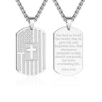 Collar de Escritura a Doble Cara con Bandera y Cruz: Símbolo de Fuerza y Valor Sagrados