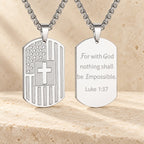 American Flag & Cross Double-Sided Scripture Necklace