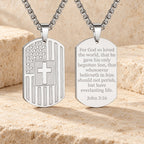 American Flag & Cross Double-Sided Scripture Necklace