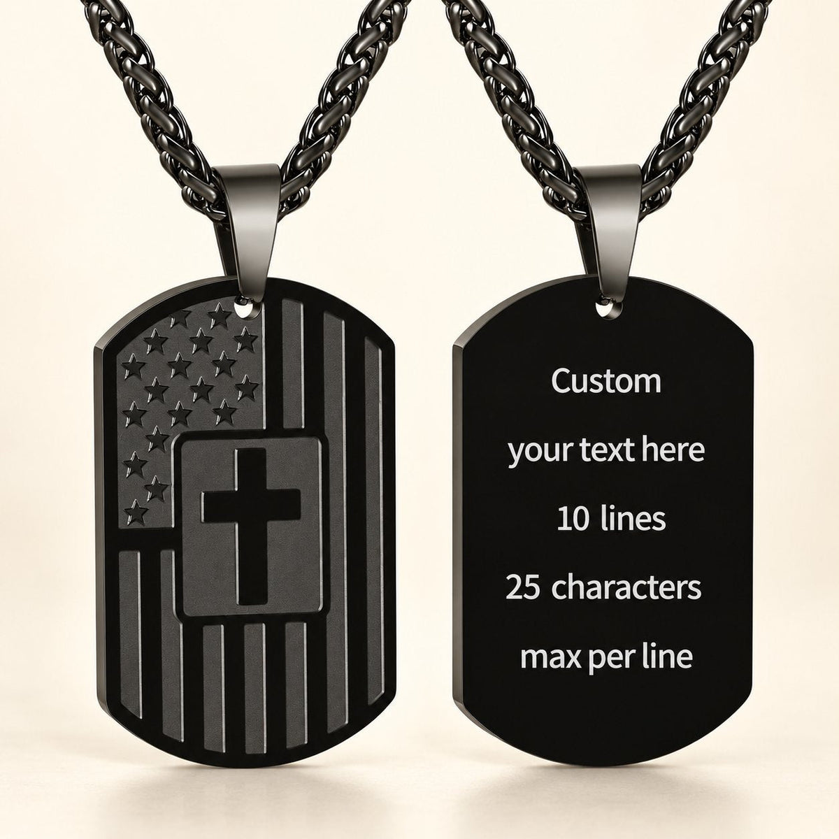 American Flag & Cross Double-Sided Scripture Necklace
