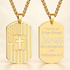 American Flag & Cross Double-Sided Scripture Necklace