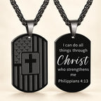 American Flag & Cross Double-Sided Scripture Necklace