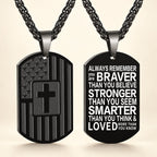 American Flag & Cross Double-Sided Scripture Necklace