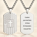 American Flag & Cross Double-Sided Scripture Necklace
