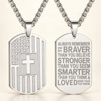 American Flag & Cross Double-Sided Scripture Necklace