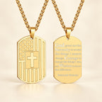 American Flag & Cross Double-Sided Scripture Necklace