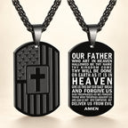 American Flag & Cross Double-Sided Scripture Necklace