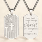American Flag & Cross Double-Sided Scripture Necklace