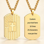 American Flag & Cross Double-Sided Scripture Necklace