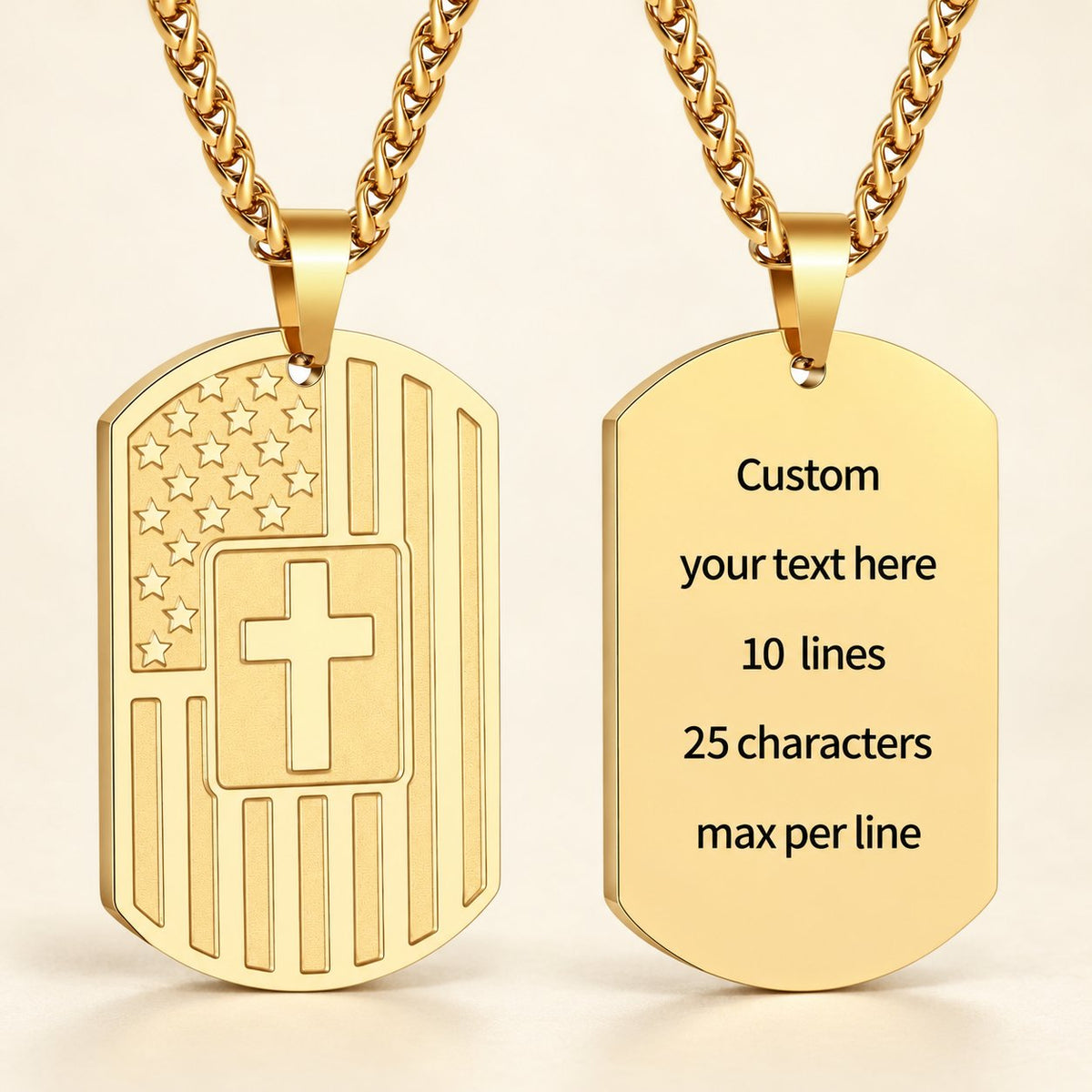 American Flag & Cross Double-Sided Scripture Necklace