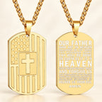 American Flag & Cross Double-Sided Scripture Necklace
