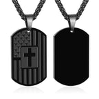 Collar de Escritura a Doble Cara con Bandera y Cruz: Símbolo de Fuerza y Valor Sagrados