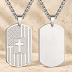 American Flag & Cross Double-Sided Scripture Necklace