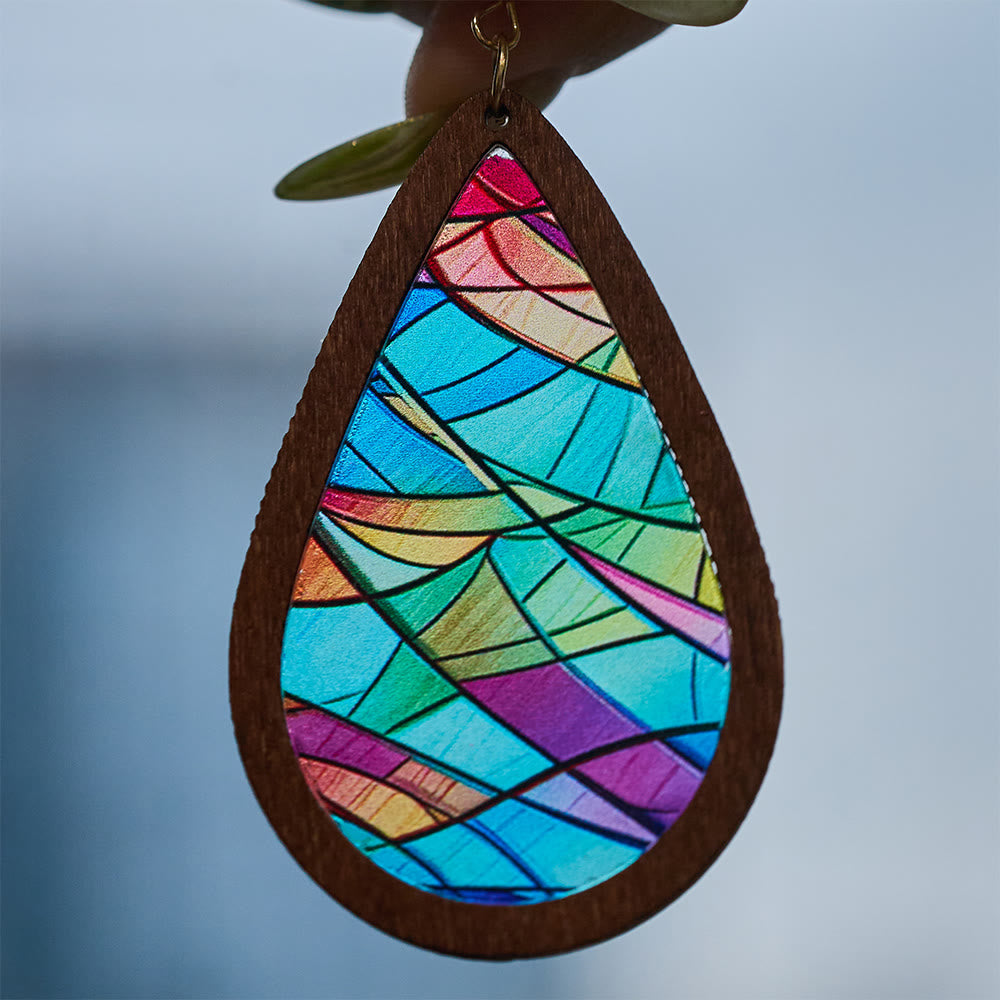 Aretes Colgantes en Gota "Gracia Gloriosa" Inspirados en Vitrales de Iglesia VIP
