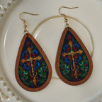 Aretes Colgantes en Gota "Gracia Gloriosa" Inspirados en Vitrales de Iglesia