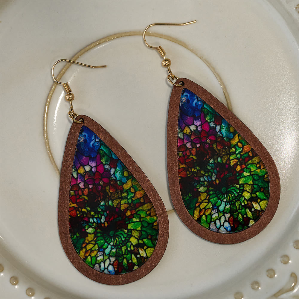 Aretes Colgantes en Gota "Gracia Gloriosa" Inspirados en Vitrales de Iglesia VIP