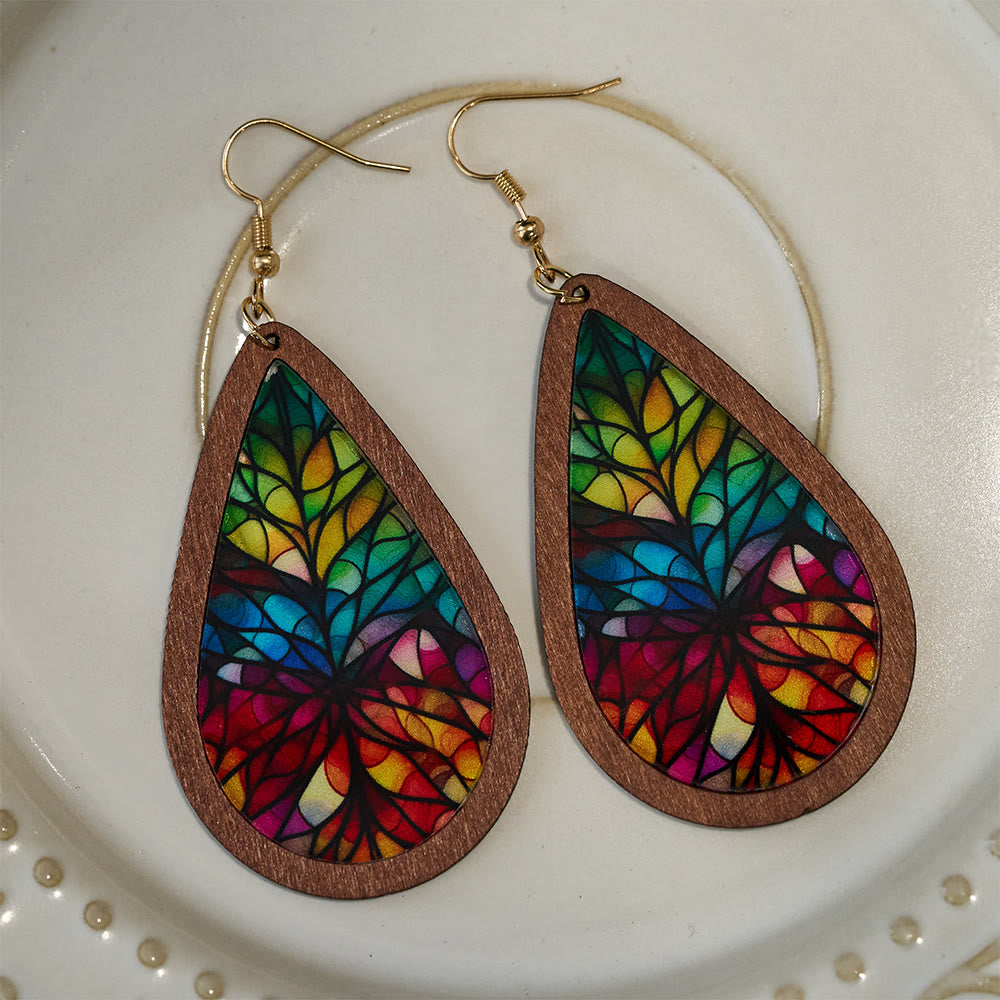 Aretes Colgantes en Gota "Gracia Gloriosa" Inspirados en Vitrales de Iglesia