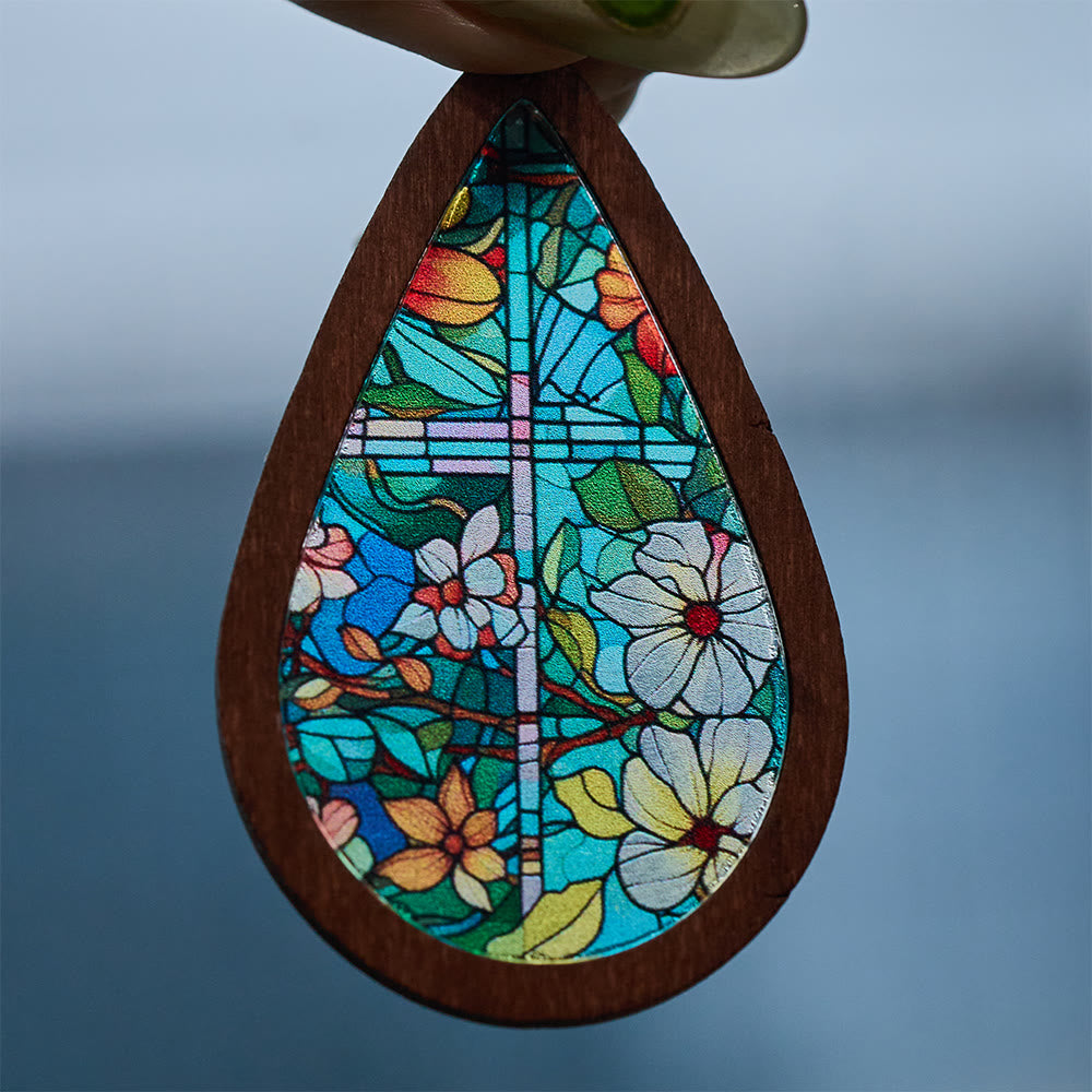 Aretes Colgantes en Gota "Gracia Gloriosa" Inspirados en Vitrales de Iglesia VIP