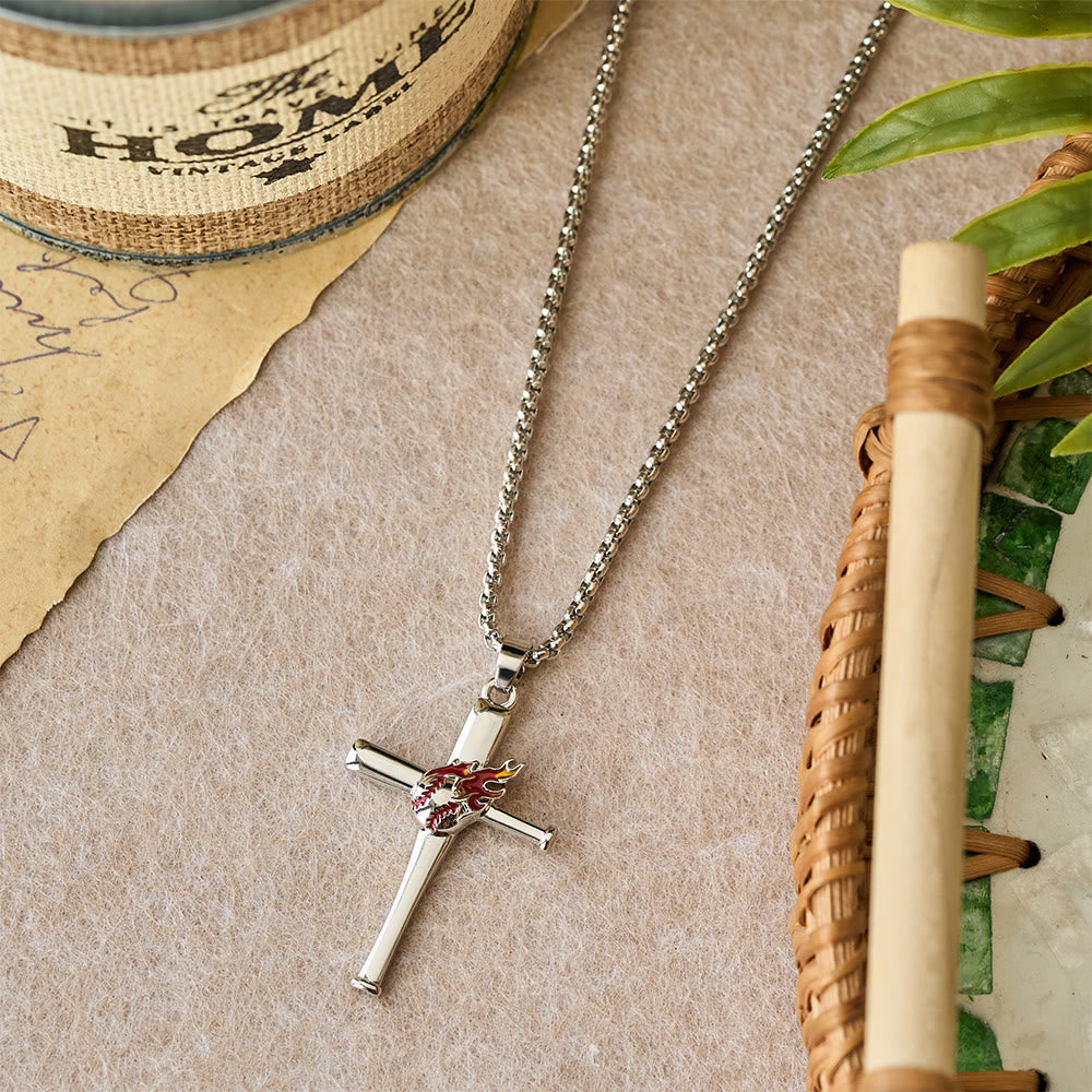 Collar de Cruz de Béisbol Filipenses 4:13 con Detalle de Llama: Fuerza Divina y Fe Atlética