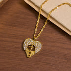 Collar de Corazón con Cruz y Alas de Ángel con Circonias: Símbolo de Amor y Gracia Divinos