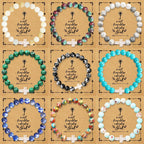 Pulsera de Cruz de Piedra Natural con Tarjeta Proverbios 27:9: Amistad y Gracia Divinas