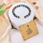 Pulsera de Cruz de Piedra Natural con Tarjeta Proverbios 27:9: Amistad y Gracia Divinas