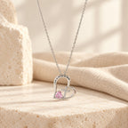 I Am a Child of God Heart Cross Necklace with Zircon Accents