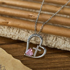 Collar de Corazón y Cruz "Soy Hija de Dios" con Circonias: Señal de Identidad Celestial