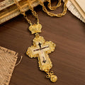 Collar Crucifijo Pectoral Grande y Ornamentado con Corona: Majestad Sagrada y Redención