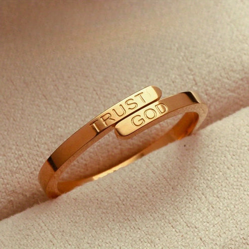 Anillo de Banda Partida "CONFÍA EN DIOS": Compañero Firme de Confianza Divina