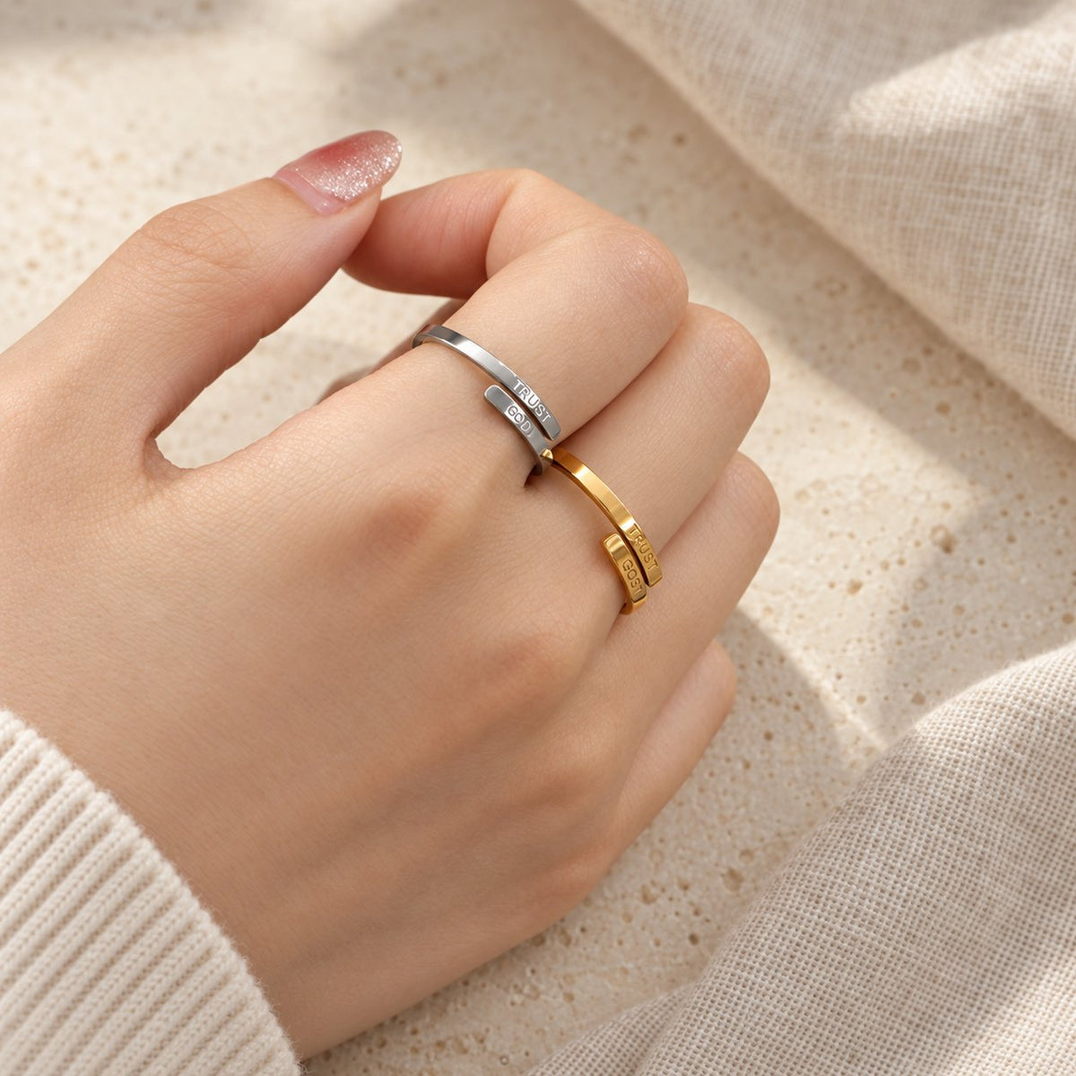 TRUST GOD Split-Band Ring