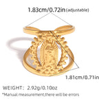 Anillo de Banda con Marco Calado de la Virgen Tricolor: Símbolo de Luz Divina y Devoción